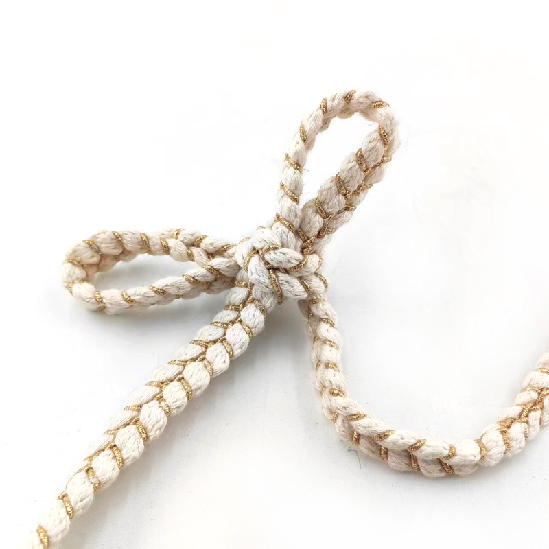 Bianco stile poliestere cotone oro Gimp intrecciato Croce intrecciato nastro per abbigliamento femminile