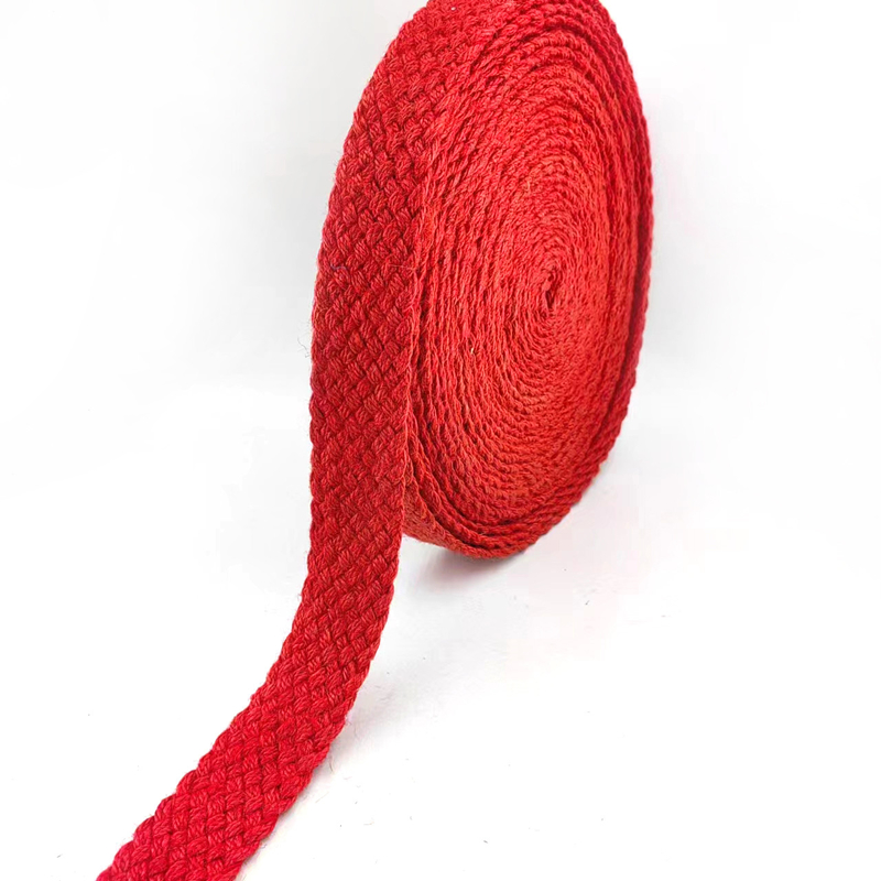 Cintura a treccia di iuta di aringhe rosso sostenibile con nastro di tessuto colorato