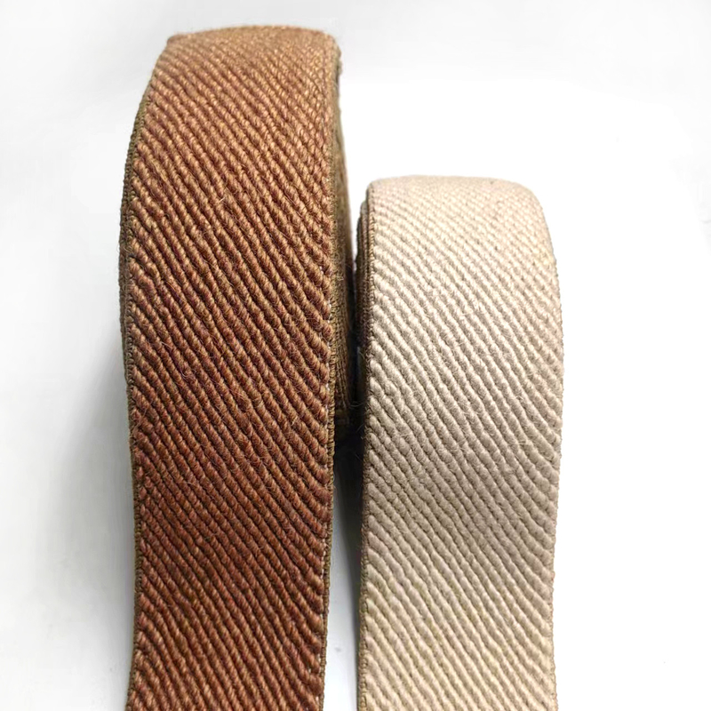 50% di giuta 40% di lattice 10% di poliestere Twill Elastic Webbing per materiale sostenibile per scarpe