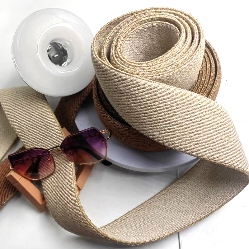 50% di giuta 40% di lattice 10% di poliestere Twill Elastic Webbing per materiale sostenibile per scarpe