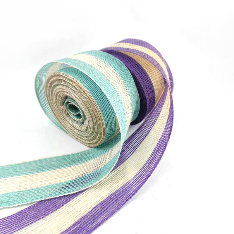 Cintura per borse a strisce decorativa sostenibile a strisce di 5,5 cm di giuta colorata