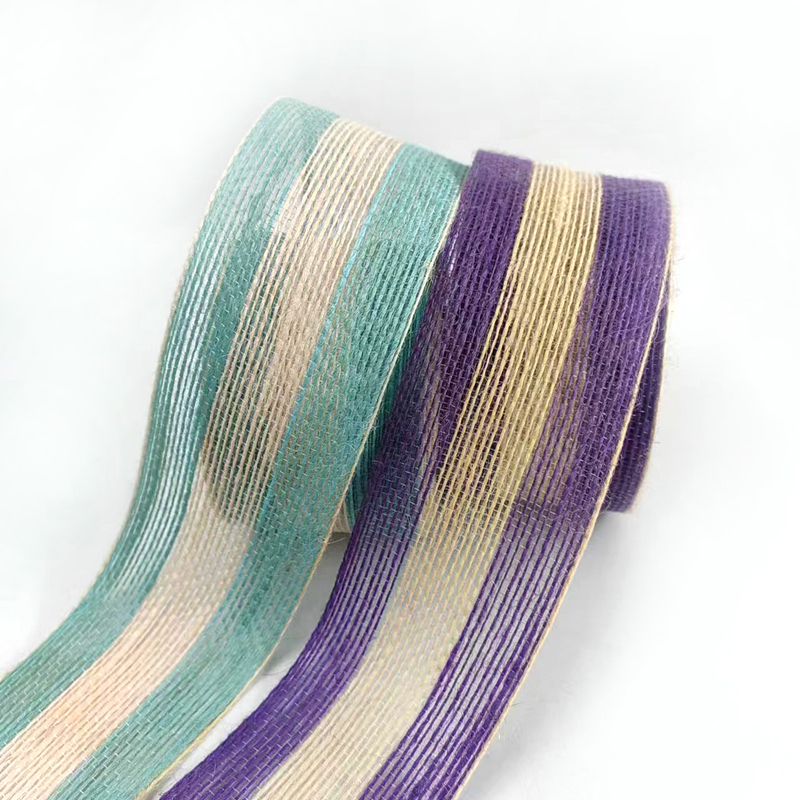 Cintura per borse a strisce decorativa sostenibile a strisce di 5,5 cm di giuta colorata