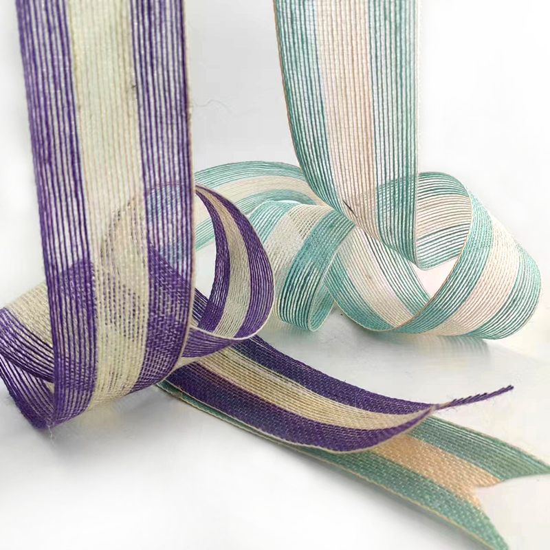 Cintura per borse a strisce decorativa sostenibile a strisce di 5,5 cm di giuta colorata