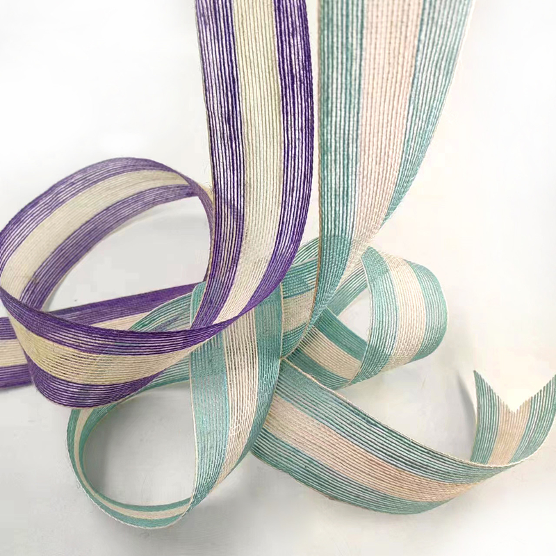 Cintura per borse a strisce decorativa sostenibile a strisce di 5,5 cm di giuta colorata