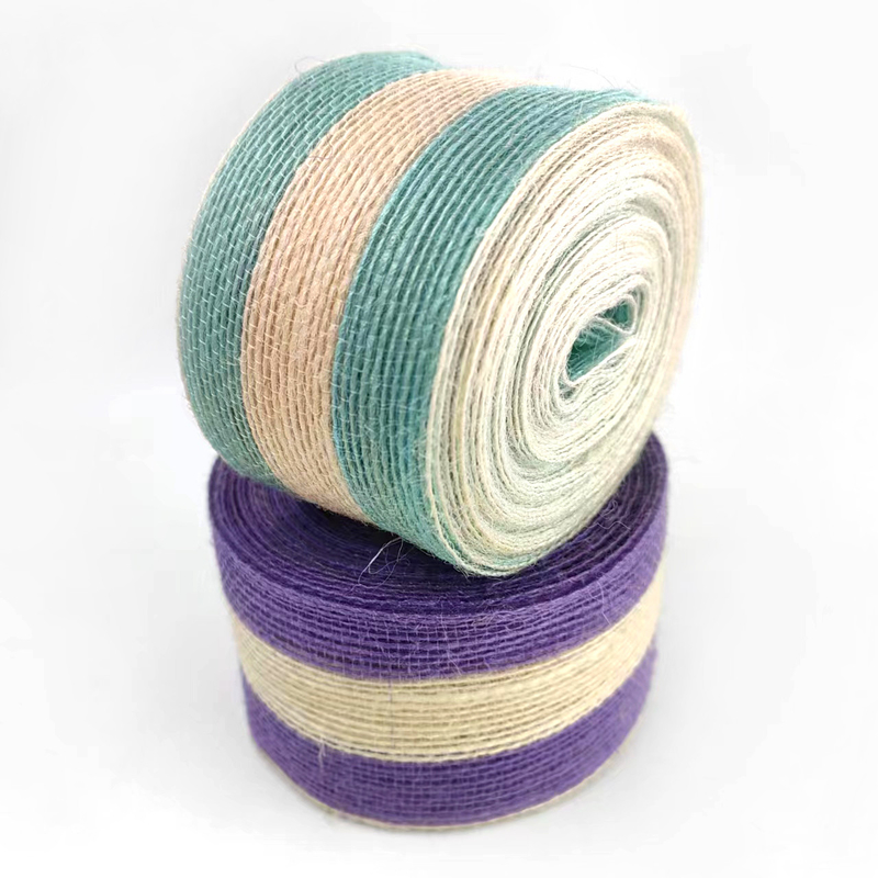 Cintura per borse a strisce decorativa sostenibile a strisce di 5,5 cm di giuta colorata