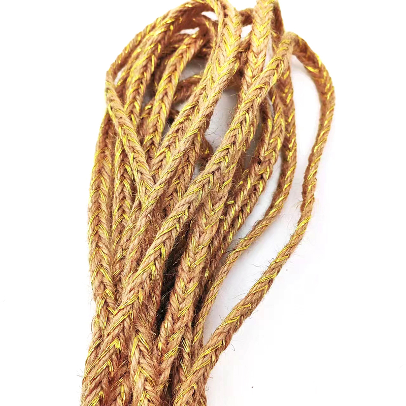 Ripristina il tuo imballaggio con filo d'argento intrecciato canapa cordone decorativo giuta corda