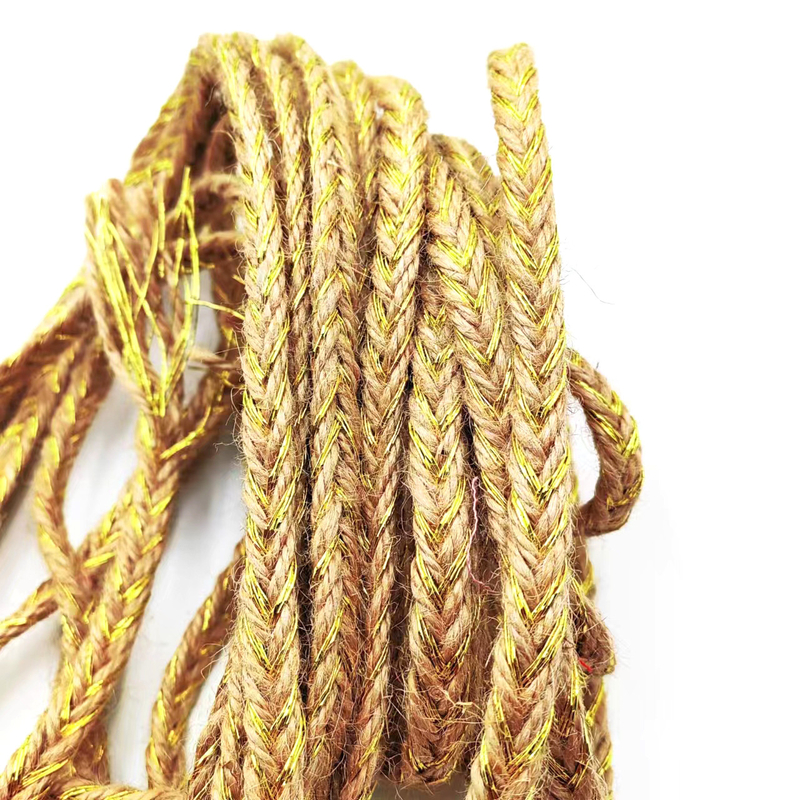 Ripristina il tuo imballaggio con filo d'argento intrecciato canapa cordone decorativo giuta corda