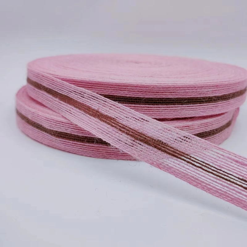 Tela di nastro di giuta di dimensioni personalizzate da 3 cm per imballaggi di regali colorati sostenibili