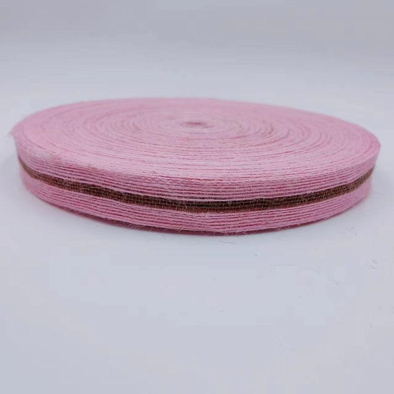 Tela di nastro di giuta di dimensioni personalizzate da 3 cm per imballaggi di regali colorati sostenibili
