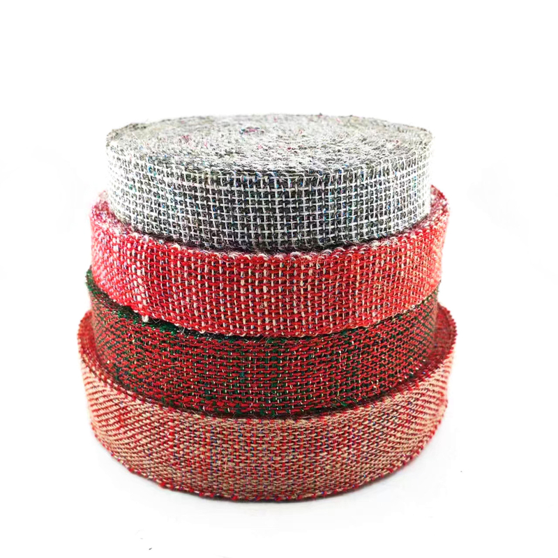 Sostenibile 4 Cm Rosso Arancione Argento Colorato Decorativo di Natale Jute Nastro Webbing
