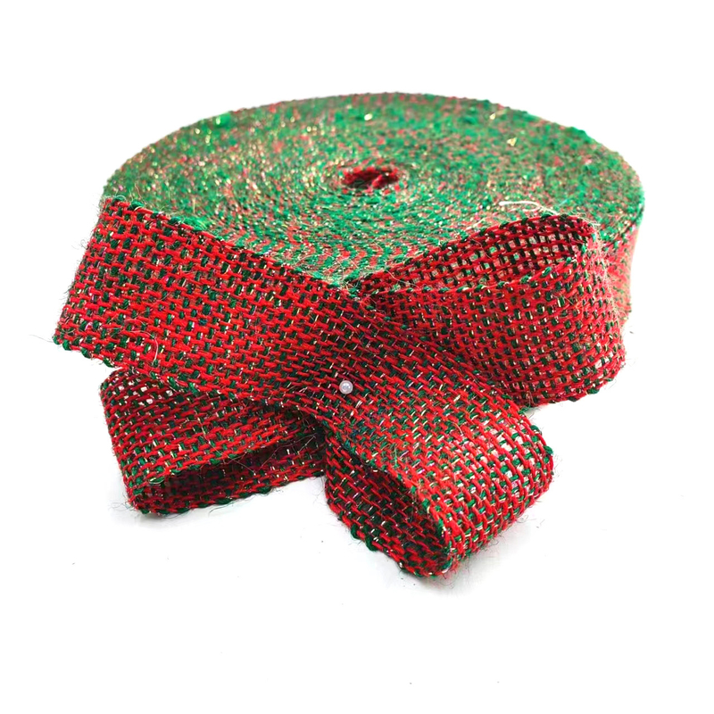 Sostenibile 4 Cm Rosso Arancione Argento Colorato Decorativo di Natale Jute Nastro Webbing