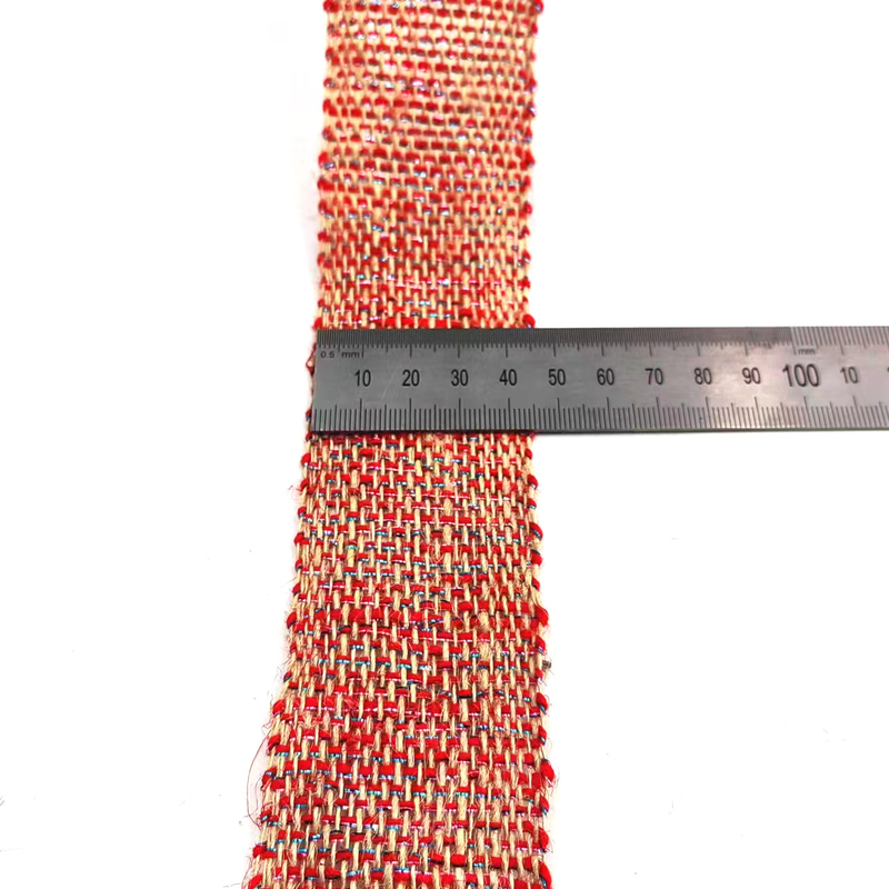 Sostenibile 4 Cm Rosso Arancione Argento Colorato Decorativo di Natale Jute Nastro Webbing