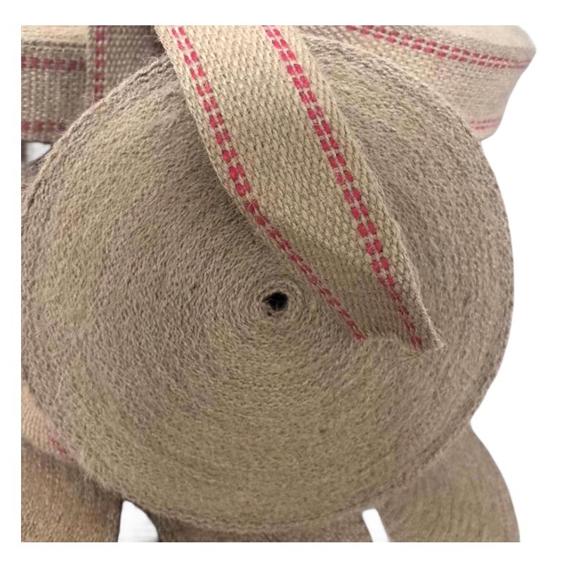 Spesse strisce rosse naturali tessute Giute cintura rulli per manico del sacchetto sostenibile e elegante