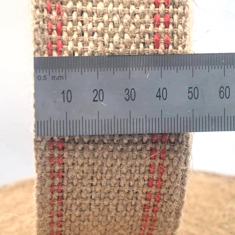 Spesse strisce rosse naturali tessute Giute cintura rulli per manico del sacchetto sostenibile e elegante
