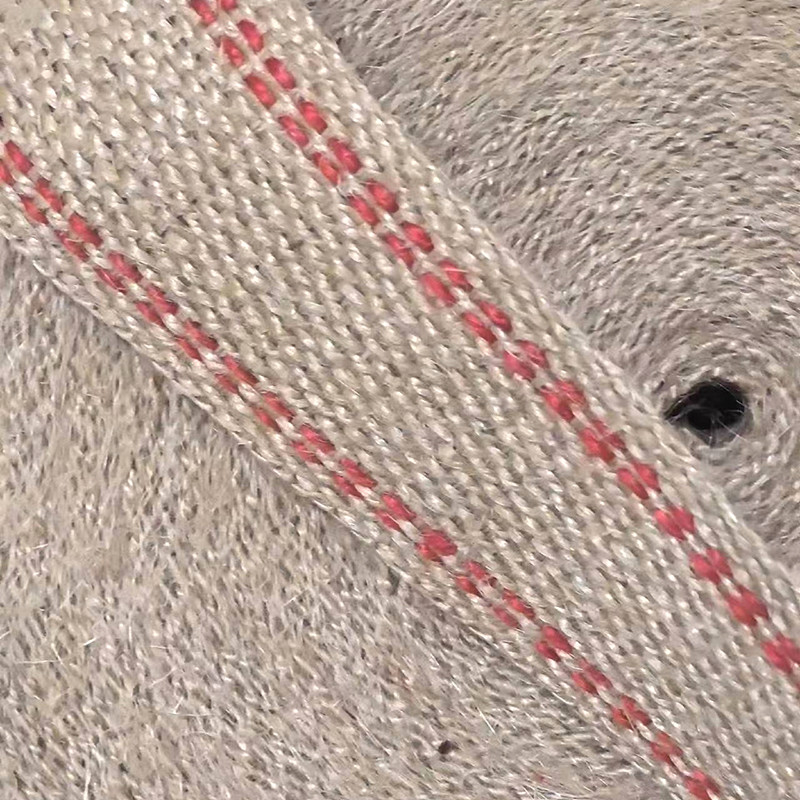 Spesse strisce rosse naturali tessute Giute cintura rulli per manico del sacchetto sostenibile e elegante
