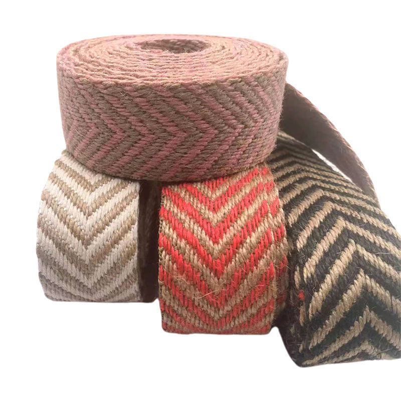 Eco-friendly 4 cm di larghezza 2,5 mm di spessore Jute Webbing Herringbone Webbing Bordatura per scarpe
