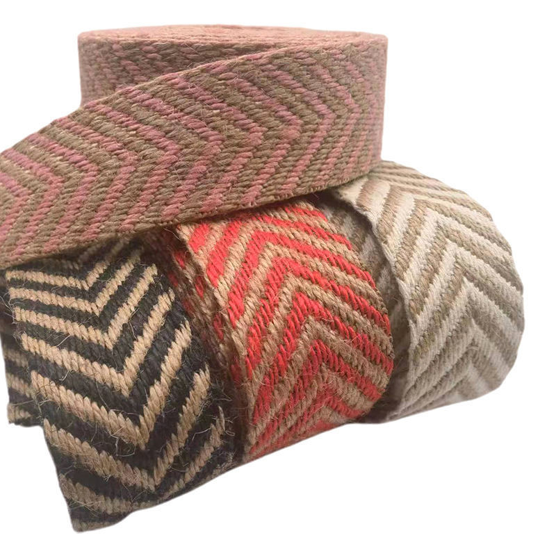 Eco-friendly 4 cm di larghezza 2,5 mm di spessore Jute Webbing Herringbone Webbing Bordatura per scarpe