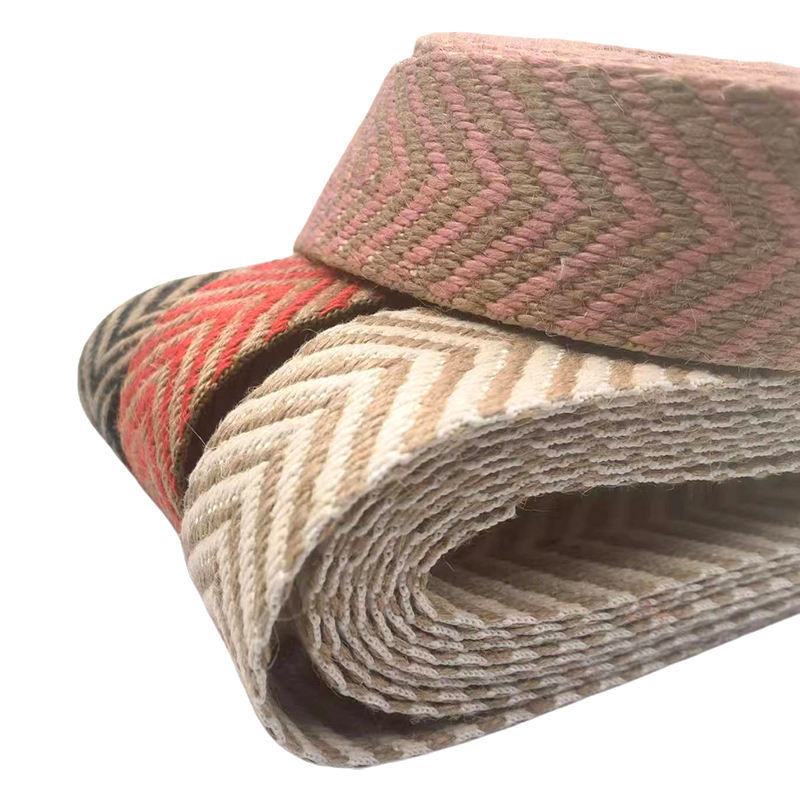 Eco-friendly 4 cm di larghezza 2,5 mm di spessore Jute Webbing Herringbone Webbing Bordatura per scarpe