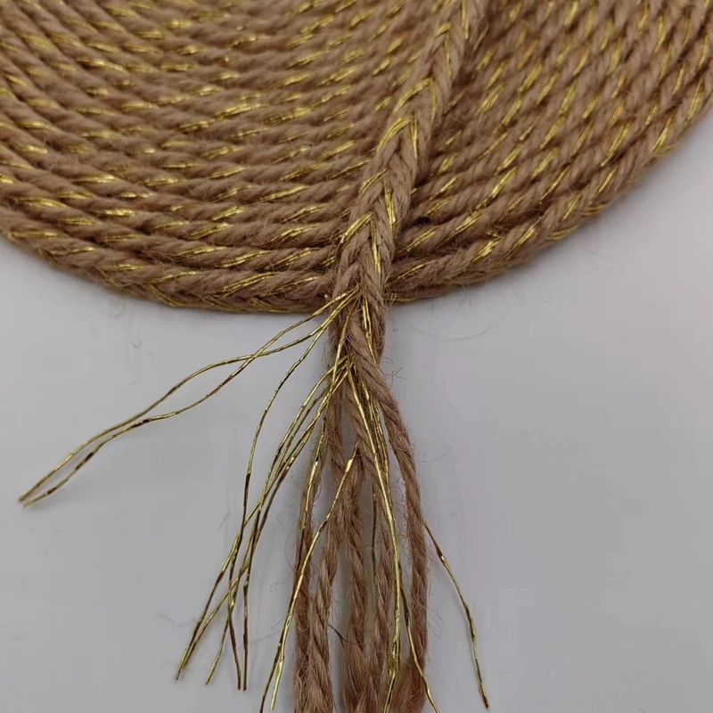 Materiali ecologici Larghezza CUSTOM Cornice e foglie di giuta dorata contorta