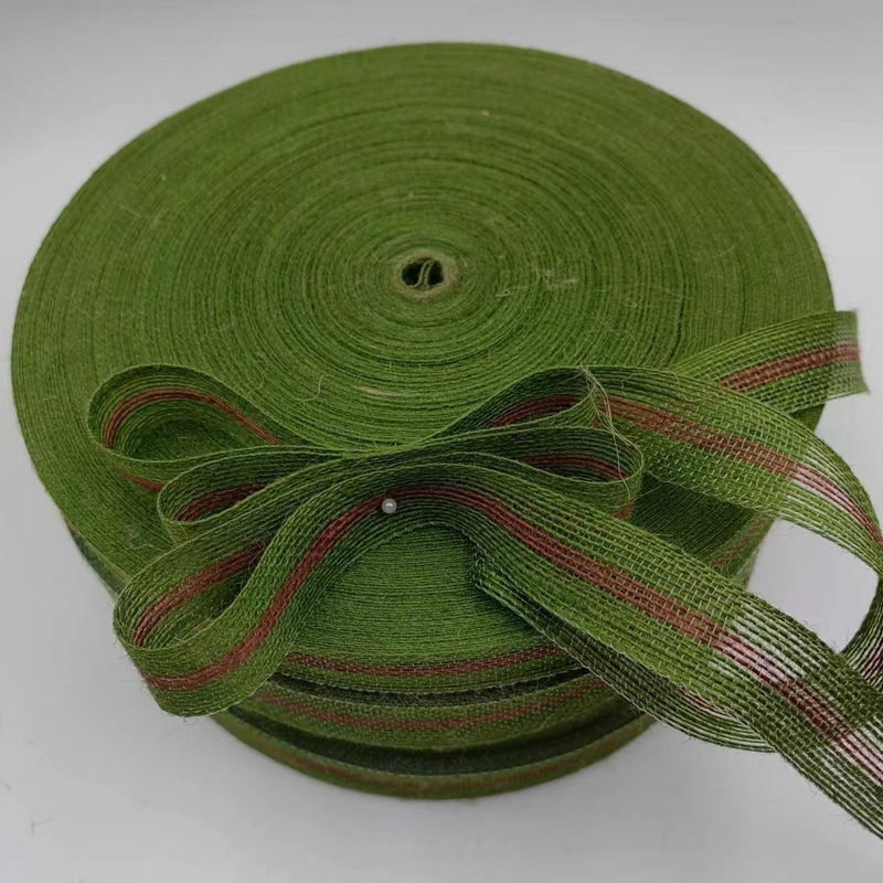 Larghezza personalizzabile Righe di giuta verde L'aggiunta perfetta alla vostra decorazione fai-da-te