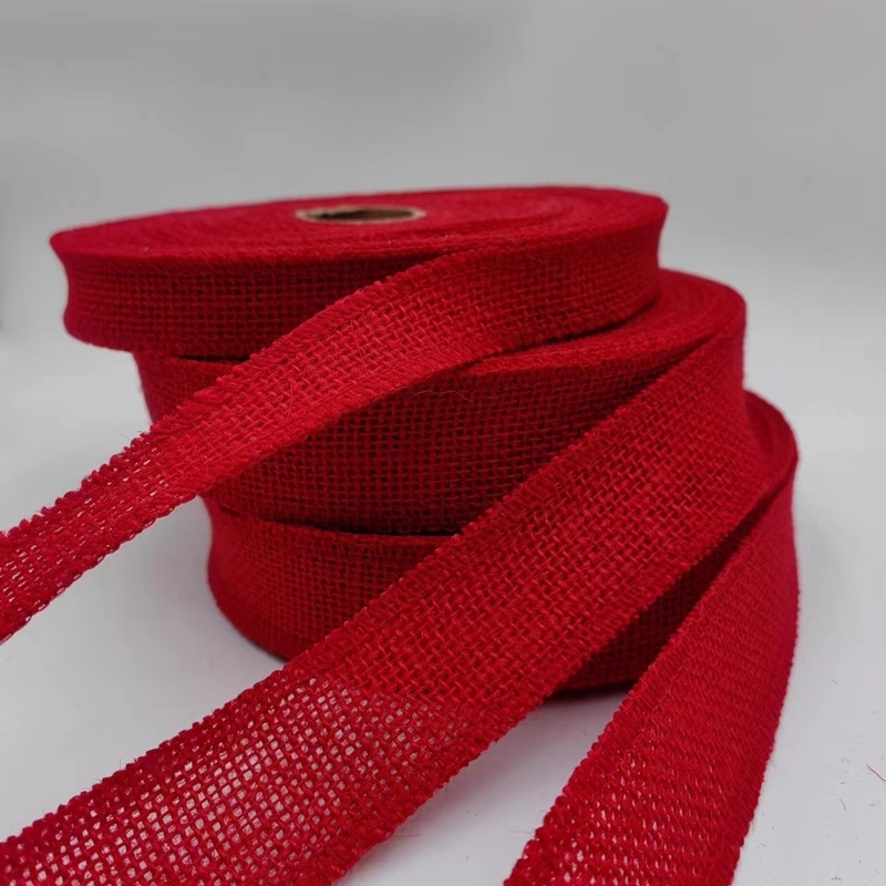 Personalizzazione di accessori di abbigliamento a nastro di giuta rossa con supporto per ordini di campioni di 7 giorni